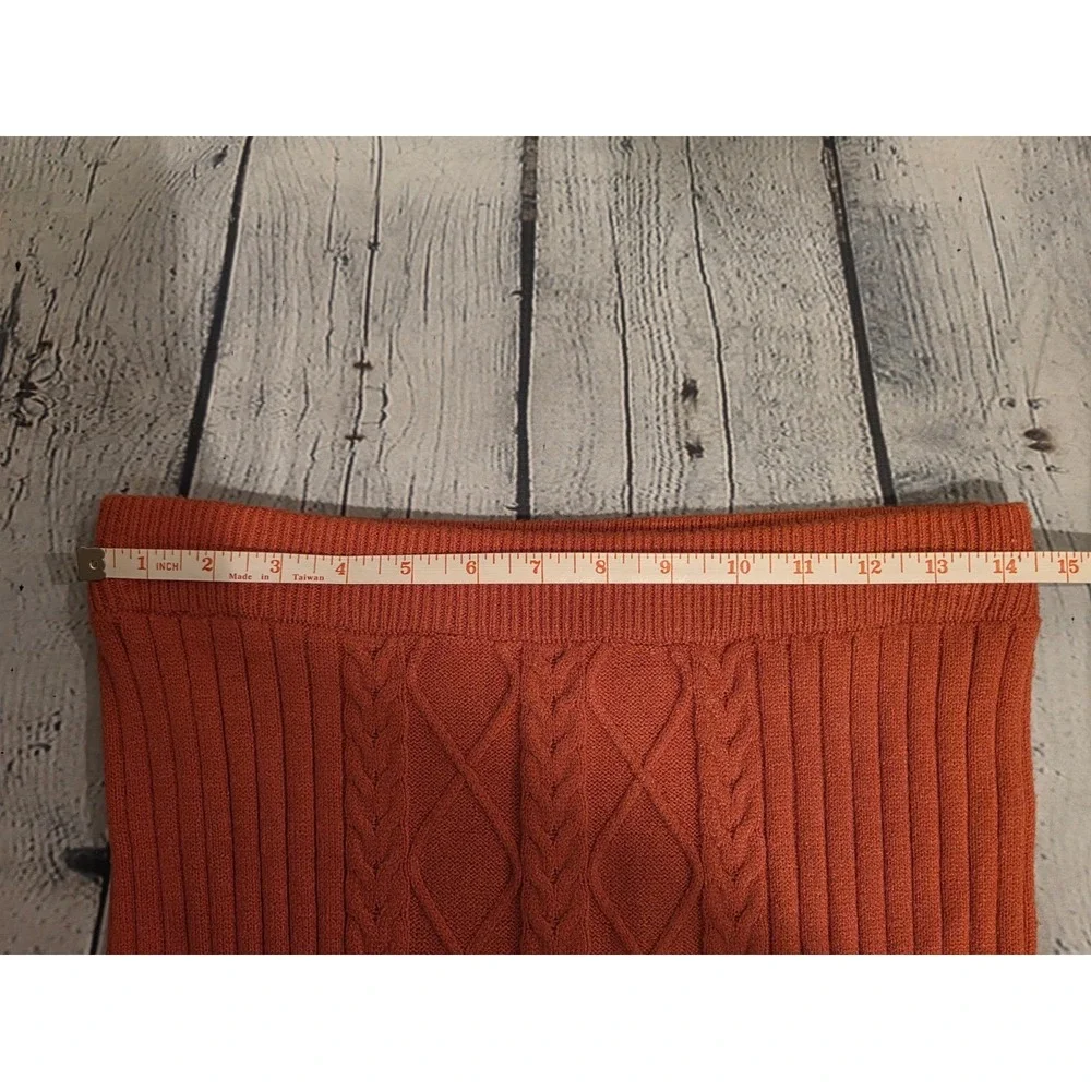 NWT Marc New York Andrew Marc Cable Knit Pencil Skirt Chili Burnt Orange Size S